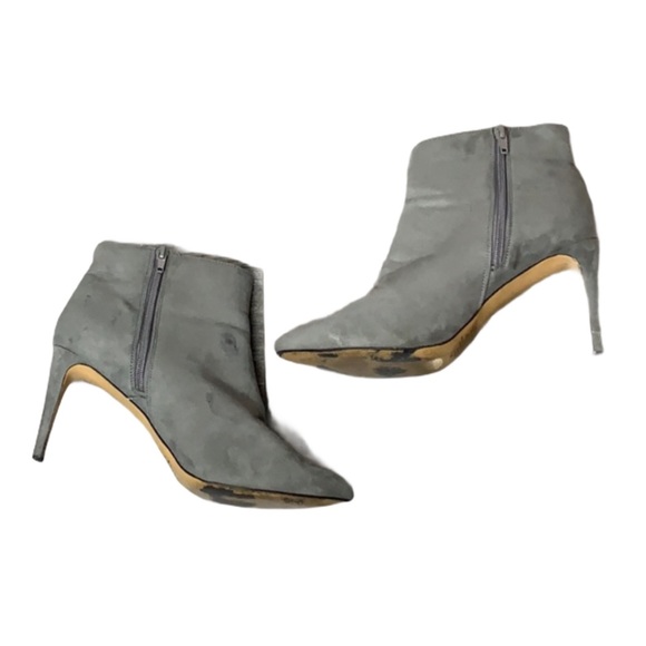 Express Gray Suede Heel Booties Kitten Classic Fun Sexy Winter Going Out Size 10 - Picture 1 of 5